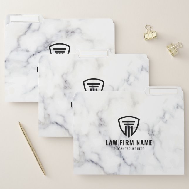Light-gray faux marble law logo design file folder (Set)