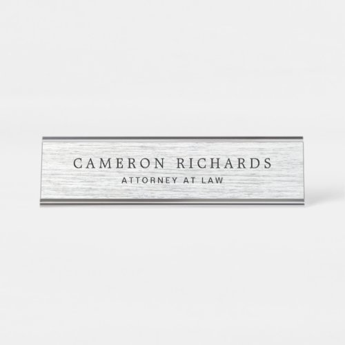 Light gray faux wood grain name and title template desk name plate