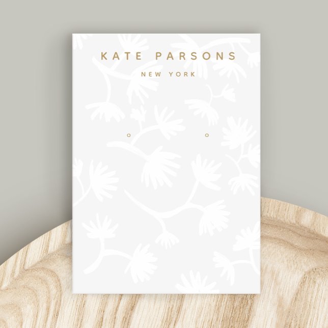 Light Gray Floral Earring Jewelry Display Business Card (Creator Uploaded)