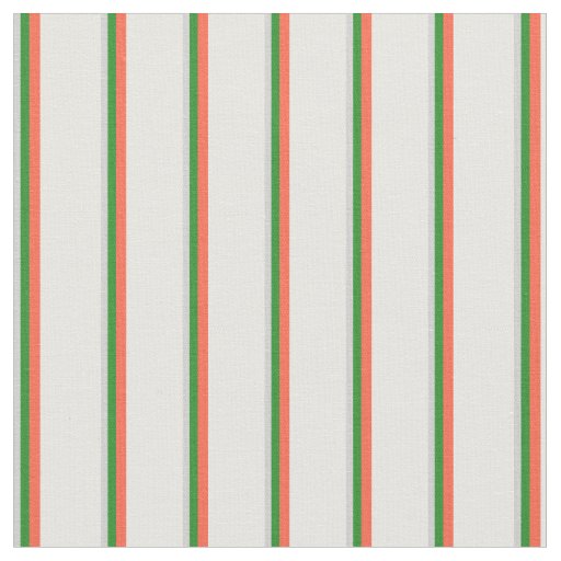 Light Gray, Forest Green, Red, and White Pattern Fabric