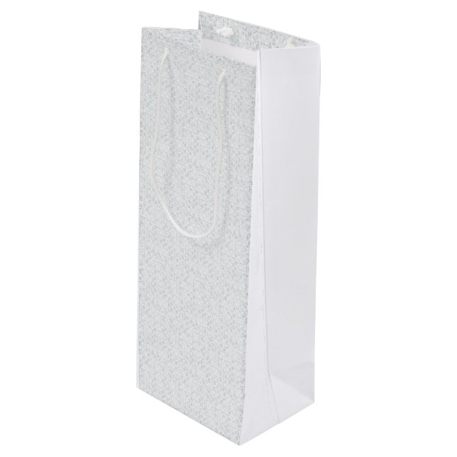 Light Gray Geometric Floral |Modern Summer Pattern Wine Gift Bag (Front Angled)