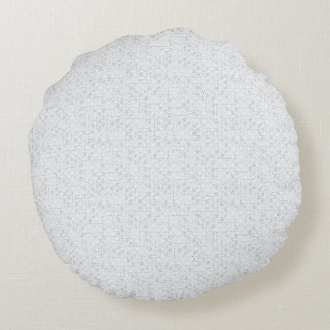 Light Gray Geometric Floral Pattern Round Pillow (Back)
