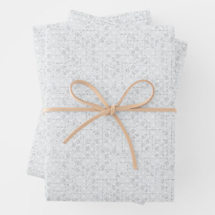 Light Gray Geometric Floral Pattern Wrapping Paper Sheets