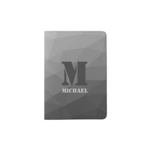 Light gray geometric mesh pattern Monogram Passport Holder