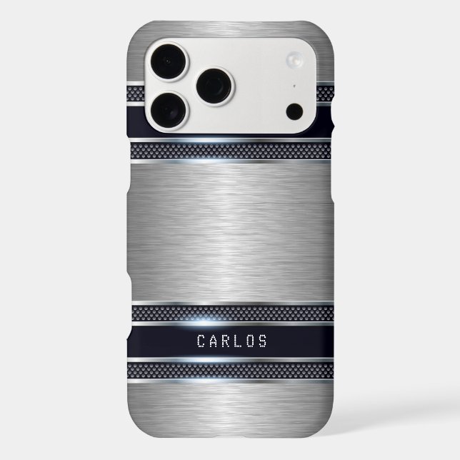 Light-gray geometric metallic background iphone case (Back)