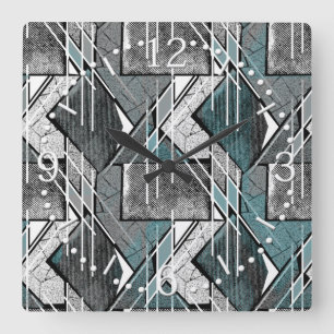 Light gray geometric print. car floor mat square wall clock