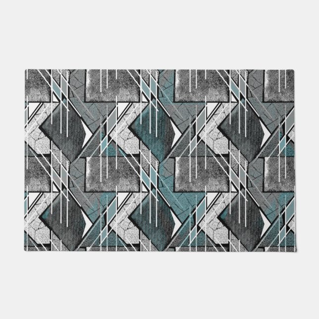 Light gray geometric print. doormat (Front)