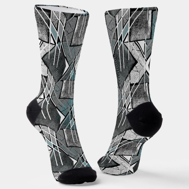 Light gray geometric print. socks (Angled)