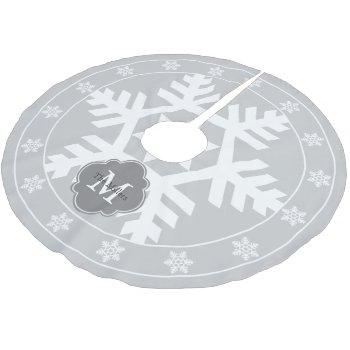 Light Gray Giant Snowflake Brushed Polyester Tree Skirt by Letsrendevoo at Zazzle