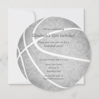 light gray girly basketball sports birthday announcement