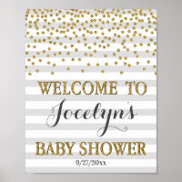 Light Gray Gold Gender Neutral Baby Shower Welcome Poster