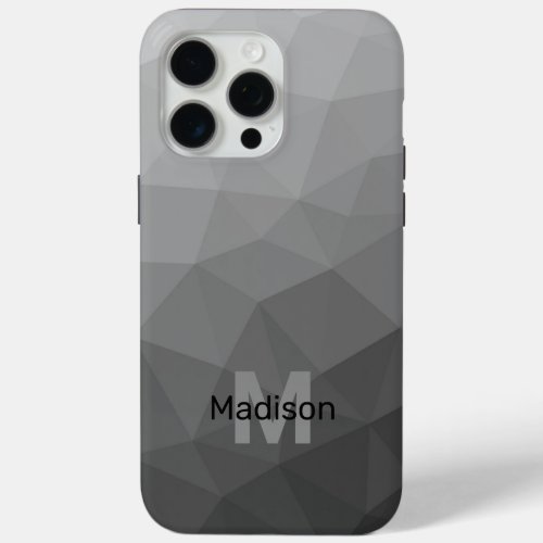 Light gray gradient geometric mesh Monogram iPhone 15 Pro Max Case