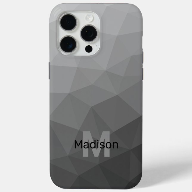Light gray gradient geometric mesh Monogram Case-Mate iPhone Case (Back)