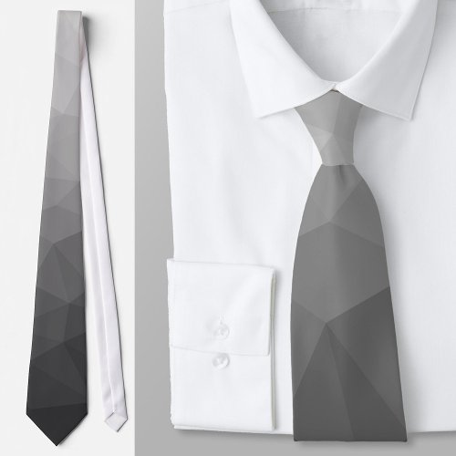 Light gray Gradient Geometric Mesh Pattern Neck Tie