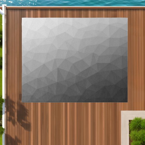 Light gray gradient geometric mesh pattern outdoor rug