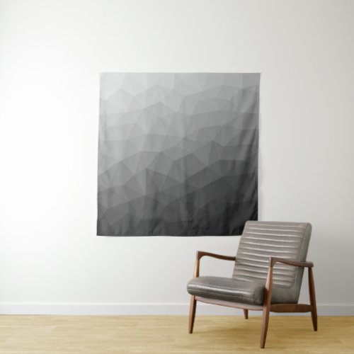 Light gray gradient geometric mesh pattern tapestry