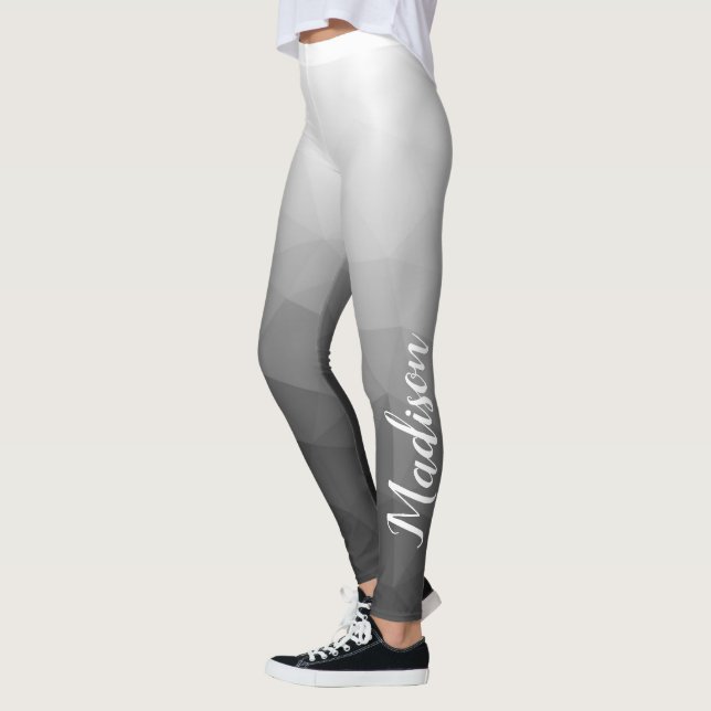 Light gray Gradient Geometry Mesh Pattern Name Leggings (Left)