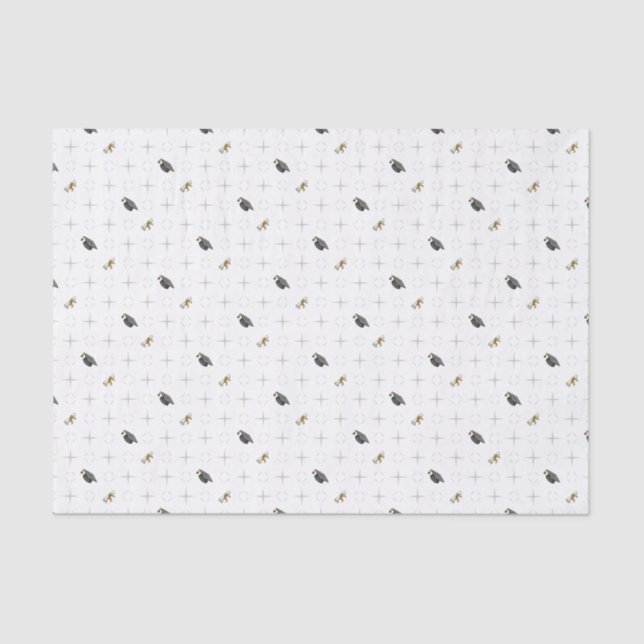 Light Gray Graduation Caps and Diploma Pattern Tissue Paper (Front)