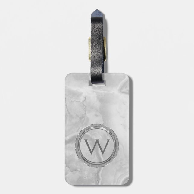 Light Gray Granite Stone Luggage Tag (Back Vertical)