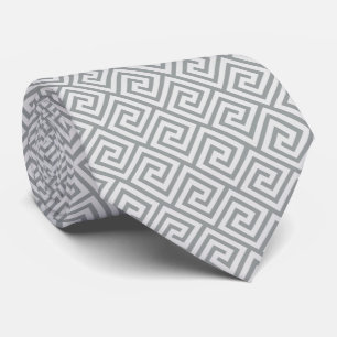 Light Gray Greek Pattern on Light Steel Gray Neck Tie