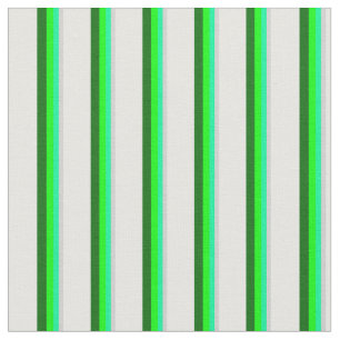 Light Gray, Green, Lime, Dark Green & White Lines Fabric