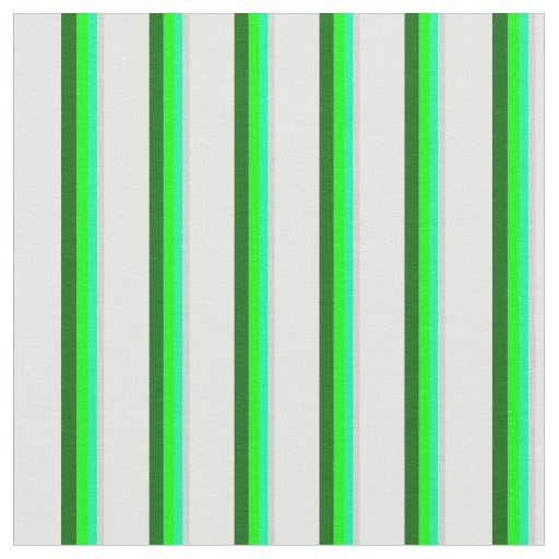 Light Gray, Green, Lime, Dark Green & White Lines Fabric