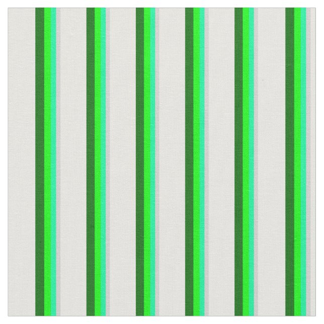 Light Gray, Green, Lime, Dark Green & White Lines Fabric (Close Up)