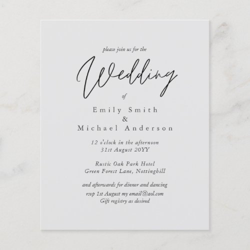 Light Gray Grey Script Typography Budget Wedding
