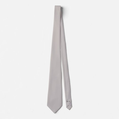 Light Gray Groom Groomsmen Initials Wedding Neck Tie