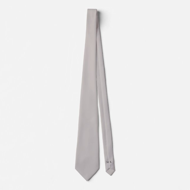 Light Gray Groom Groomsmen Initials Wedding Neck Tie (Front)