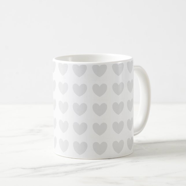 Light gray hearts  coffee mug (Front Right)