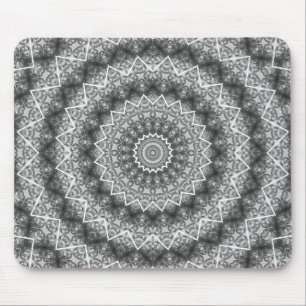 Light Gray Kaleidoscope / Mandala Mouse Pad