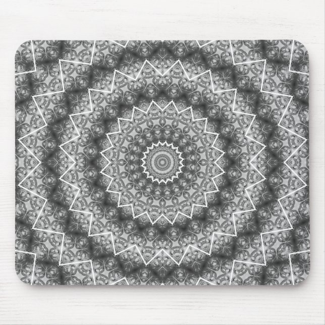 Light Gray Kaleidoscope / Mandala Mouse Pad (Front)