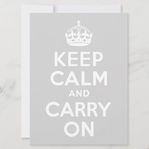 Light Gray Keep Calm and Carry On Personalized Announcements