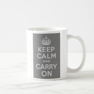 Light Gray Keep Calm and Carry On Coffee Mug