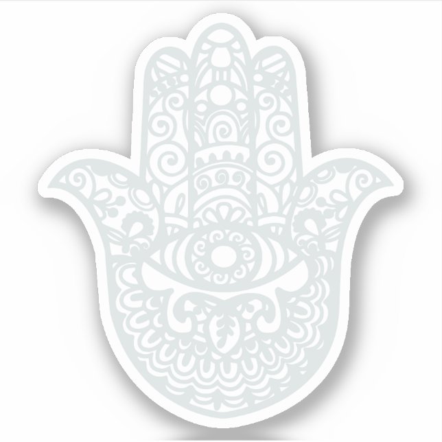Light Gray Khamsa Hand Good luck Sticker (Front)