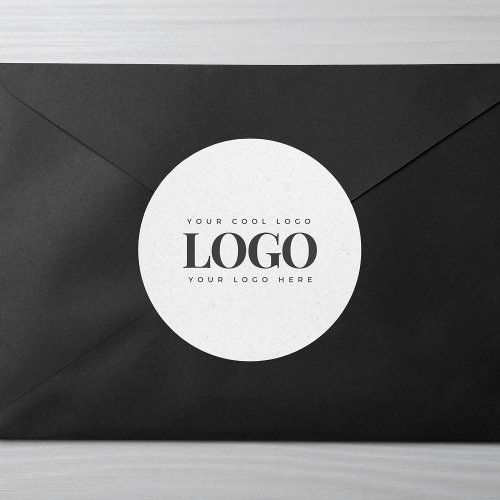 Light Gray Kraft Custom Business Rectangle Logo Classic Round Sticker