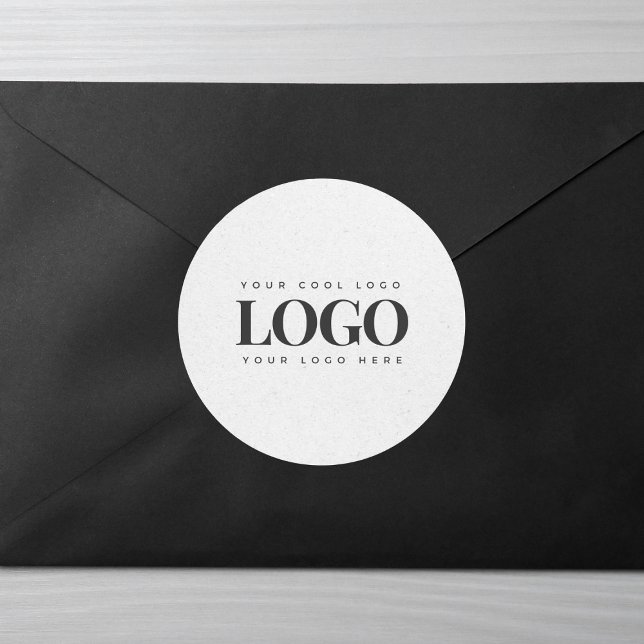 Light Gray Kraft &Custom Business Rectangle Logo Classic Round Sticker (Creator Uploaded)