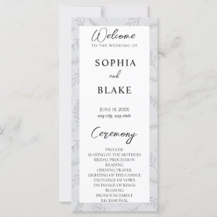 Light Gray Leaves and Foliage Wedding Program