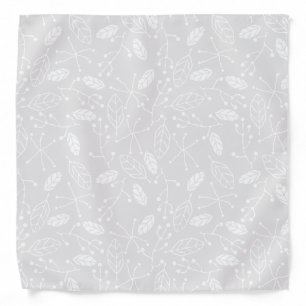 Light Gray Leaves Berries Nature Pattern Stylish Bandana