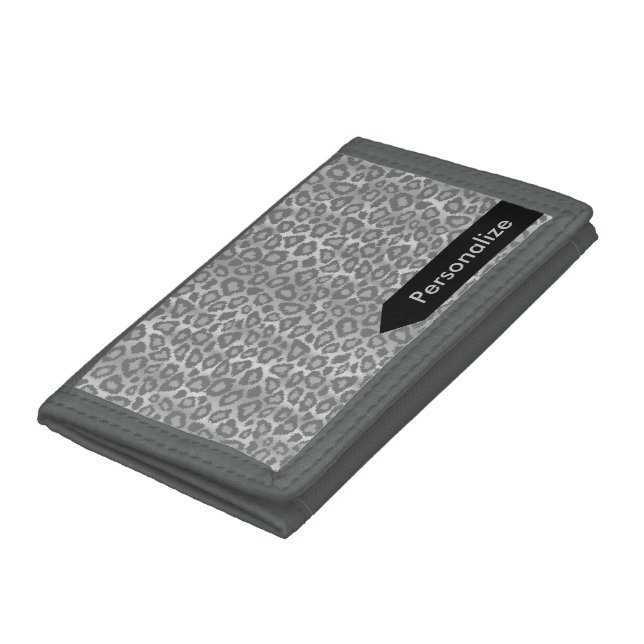 Light Gray Leopard Animal Skin Design Trifold Wallet (Bottom)