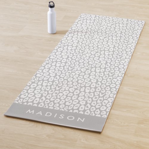 Light Gray Leopard Print Personalized Yoga Mat