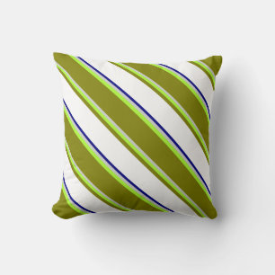Light Gray, Light Green, Green, White, and Blue Throw Pillow
