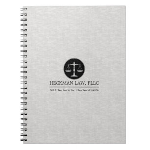 Light Gray Linen Black Justice Logo Notebook