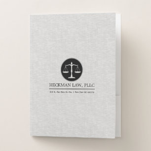 Light Gray Linen Black Justice Logo Pocket Folder