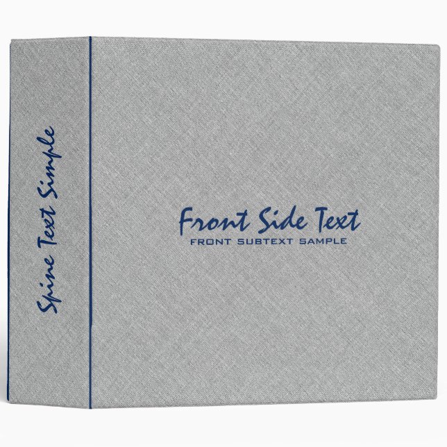 Light Gray Linen Burlap Fabric Look Blue Accents Binder (Front/Spine)