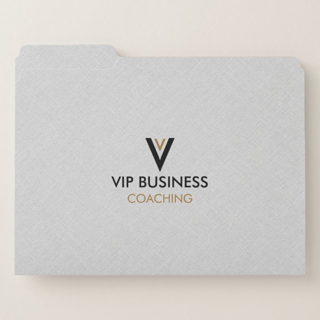 Light gray linen custom logo file folder (Front Left)