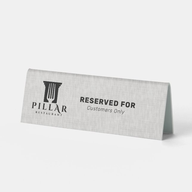 Light Gray Linen Custom Logo Table Tent (Front)