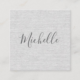 Light gray linen feminine minimalist square business card