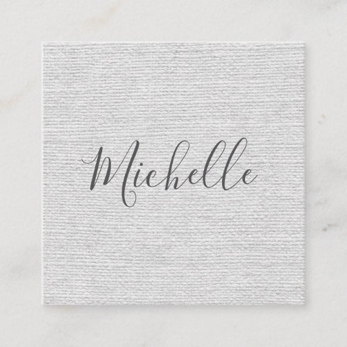 Light gray linen feminine minimalist square business card